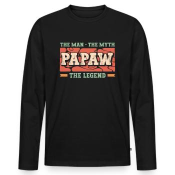 Papa Vater Opa Geschenkidee Papaw Spruch Retro - Männer Premium Bio Langarmshirt - Schwarz - Vorne - Nico (187cm)
