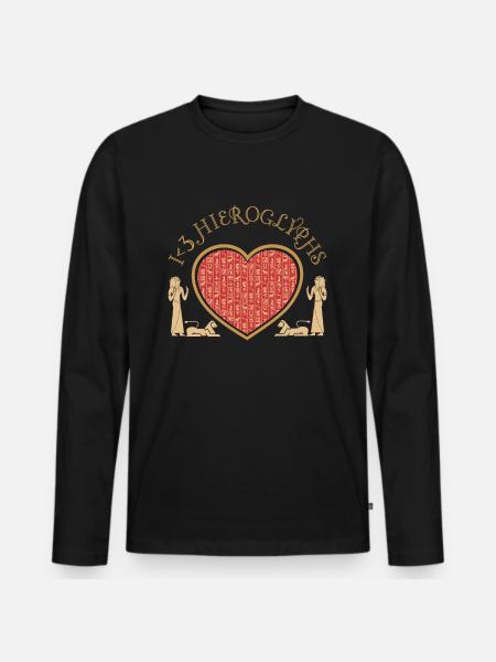 I <3 hieroglyphs - Men's Premium Organic Long Sleeve Shirt - black