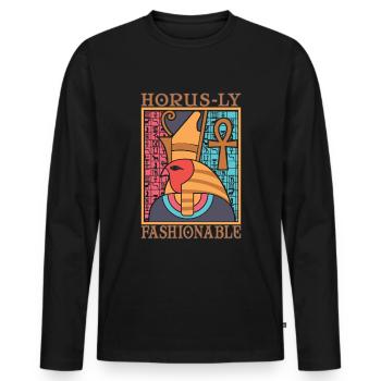 Horus-ly modisch - Männer Premium Bio Langarmshirt - Schwarz - Vorne - Nico (187cm)