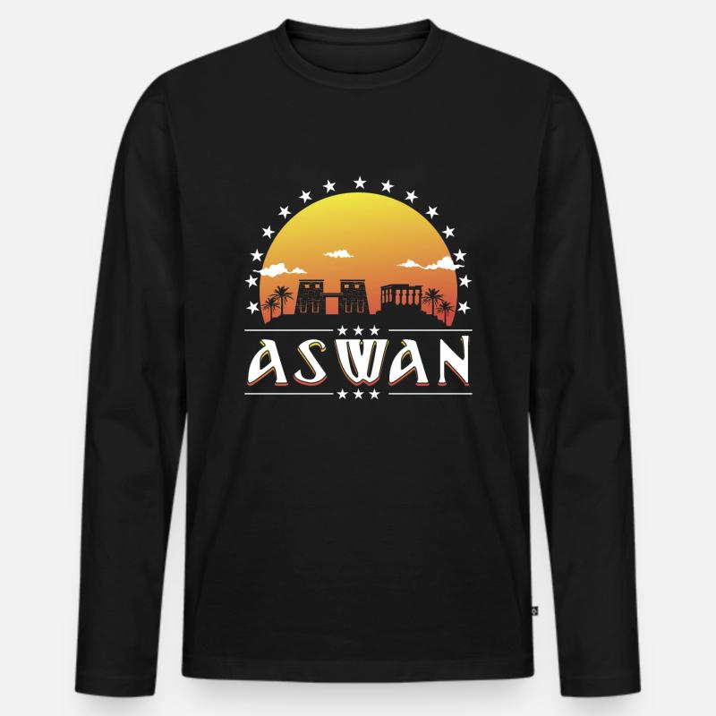 Aswan - Männer Premium Bio Langarmshirt - Schwarz