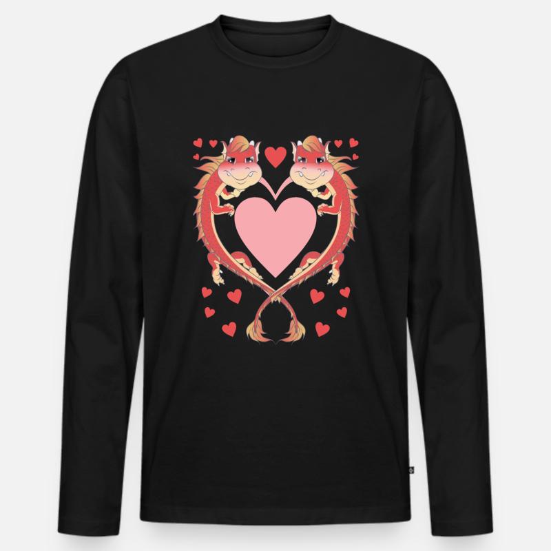 Drachen - Männer Premium Bio Langarmshirt - Schwarz