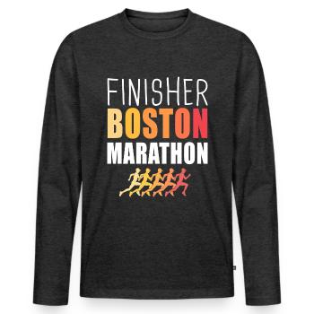 Finisher Boston marathon run running - T-shirt manches longues Premium bio Homme - anthracite chiné - Devant - Nico (187cm)