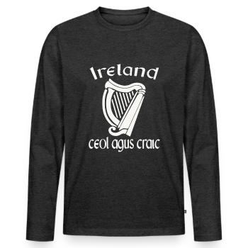Irland Ceol Agus Craic Gälisch Irisch St. Patricks - Männer Premium Bio Langarmshirt - Anthrazit meliert - Vorne - Nico (187cm)
