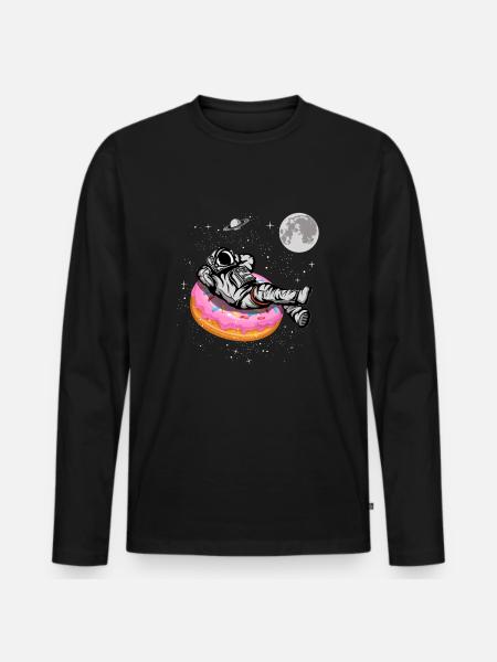 Spaceman On A Donut - Men's Premium Organic Long Sleeve Shirt - black