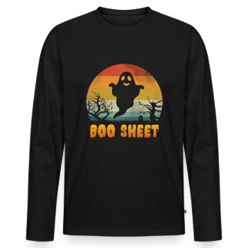 Boo Sheet Spirit et Ghost Halloween - T-shirt manches longues Premium bio Homme - noir - Devant - Nico (187cm)