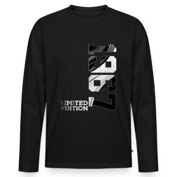 LIMITED EDITION 1967 59TH BIRTHDAY - Men's Premium Organic Long Sleeve Shirt - black - Front - Nico (187cm)