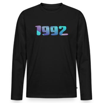 1992 Geburtstagsgeschenk Vintage 1992 Retro 1992 - Männer Premium Bio Langarmshirt - Schwarz - Vorne - Nico (187cm)
