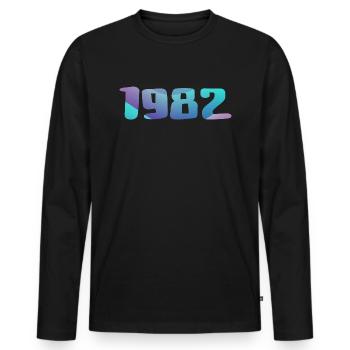 1982 Geburtstagsgeschenk Vintage 1982 Retro 1982 - Männer Premium Bio Langarmshirt - Schwarz - Vorne - Nico (187cm)