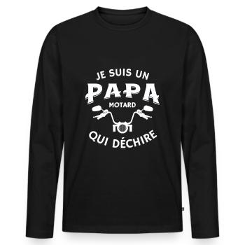 I'm a biker dad who rocks, humor - Men's Premium Organic Long Sleeve Shirt - black - Front - Nico (187cm)