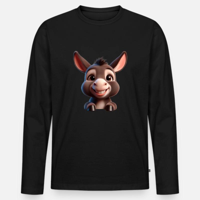 Baby Donkey Esel Mule - Männer Premium Bio Langarmshirt - Schwarz