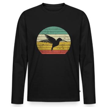 Conception de colibri - T-shirt manches longues Premium bio Homme - noir - Devant - Nico (187cm)