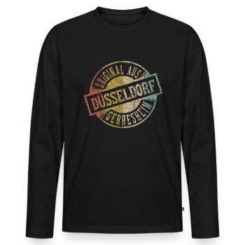 original aus Düsseldorf Gerresheim Retro Design - Männer Premium Bio Langarmshirt - Schwarz - Vorne - Nico (187cm)