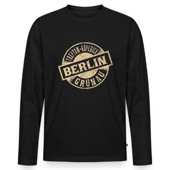 Berlin Tempelhof Köpenick Grünau - Männer Premium Bio Langarmshirt - Schwarz - Vorne - Nico (187cm)