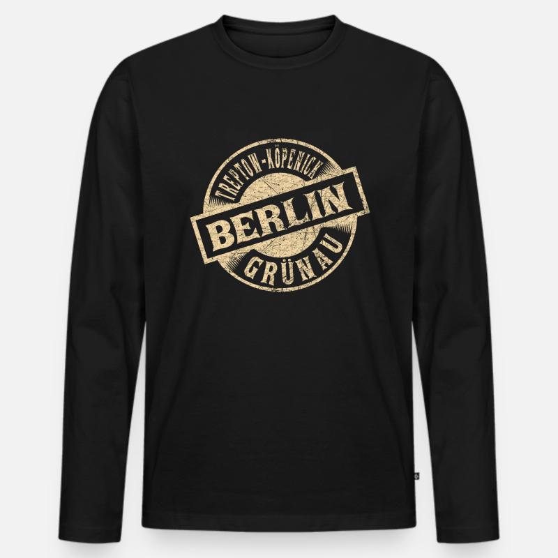 Berlin Tempelhof Köpenick Grünau - Männer Premium Bio Langarmshirt - Schwarz
