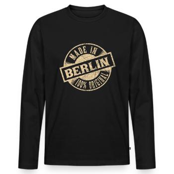 Berlin made in Berlin - Männer Premium Bio Langarmshirt - Schwarz - Vorne - Nico (187cm)