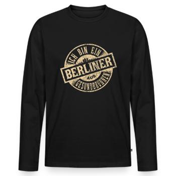 Ich bin ein Berliner aus Berlin Gesundbrunnen - Männer Premium Bio Langarmshirt - Schwarz - Vorne - Nico (187cm)
