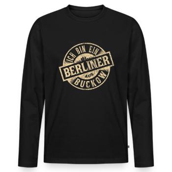 Ich bin ein Berliner aus Berlin Buckow - Männer Premium Bio Langarmshirt - Schwarz - Vorne - Nico (187cm)