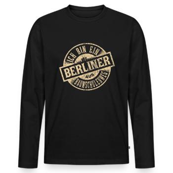 Ich bin ein Berliner aus Berlin Baumschulenweg - Männer Premium Bio Langarmshirt - Schwarz - Vorne - Nico (187cm)