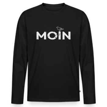 Moin Norddeutschland Plattdeutsch Geschenkidee - Männer Premium Bio Langarmshirt - Schwarz - Vorne - Nico (187cm)
