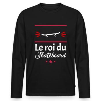 le roi du skateboard, skateboardeur, skateur - T-shirt manches longues Premium bio Homme - noir - Devant - Nico (187cm)