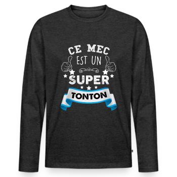 Tonton - T-shirt manches longues Premium bio Homme - anthracite chiné - Devant - Nico (187cm)