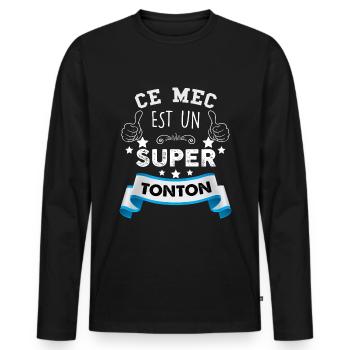 Tonton - T-shirt manches longues Premium bio Homme - noir - Devant - Nico (187cm)