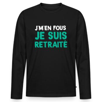 Citation Retraité Message Drôle Pour Homme - T-shirt manches longues Premium bio Homme - noir - Devant - Nico (187cm)