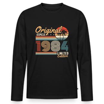 Original 1984 Jahrgang Vintage Retro Geburtstag - Männer Premium Bio Langarmshirt - Schwarz - Vorne - Nico (187cm)