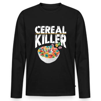 Breakfast Corn Flakes T-Shirt Eating Milk Kids - Men's Premium Organic Long Sleeve Shirt - black - Front - Nico (187cm)