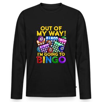 T-shirt de jeu de bingo-test Lucky Seniors Fun Gift - T-shirt manches longues Premium bio Homme - noir - Devant - Nico (187cm)