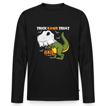 Halloween Dinosaur Party Pumpkin Rawr Kids - Men's Premium Organic Long Sleeve Shirt - black - Front - Nico (187cm)