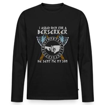 Tee shirt Fils de Viking Hache de berserker combattant la fierté - T-shirt manches longues Premium bio Homme - noir - Devant - Nico (187cm)