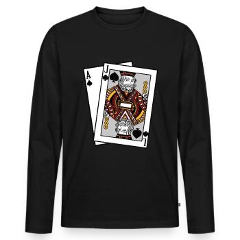 Blackjack Spades Ass Jacks T-Shirt Cards Poker Money - Men's Premium Organic Long Sleeve Shirt - black - Front - Nico (187cm)