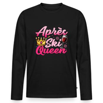 Apres ski girls t-shirt wine alcohol party queen - Men's Premium Organic Long Sleeve Shirt - black - Front - Nico (187cm)