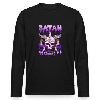 T-shirt Goth Goth pour Satanistes I Satan - T-shirt manches longues Premium bio Homme - noir - Devant - Nico (187cm)