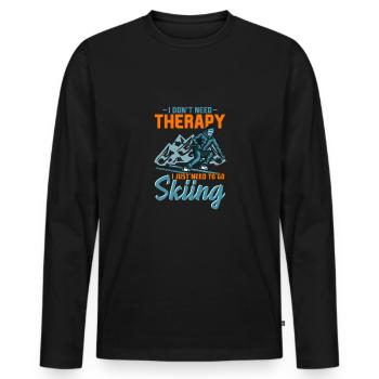 Ski thérapie t-shirt montagnes sport bière d'hiver - T-shirt manches longues Premium bio Homme - noir - Devant - Nico (187cm)