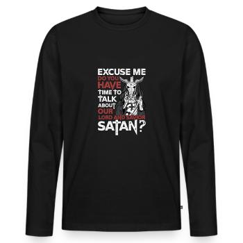 Satan Baphomet T-Shirt 666 Diable Sinner God 666 - T-shirt manches longues Premium bio Homme - noir - Devant - Nico (187cm)