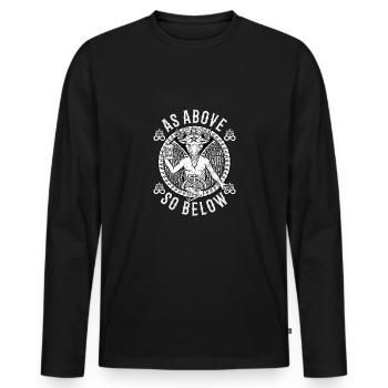 Comme ci-dessus donc ci-dessous Baphomet Beer Pentagram 666 - T-shirt manches longues Premium bio Homme - noir - Devant - Nico (187cm)