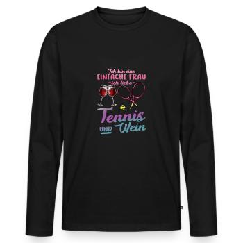 Ich liebe Tennis und Wein Frau Sport Alkohol Ball - Männer Premium Bio Langarmshirt - Schwarz - Vorne - Nico (187cm)