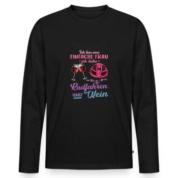 Ich liebe radfahren und Wein Frau Sport Alkohol - Männer Premium Bio Langarmshirt - Schwarz - Vorne - Nico (187cm)
