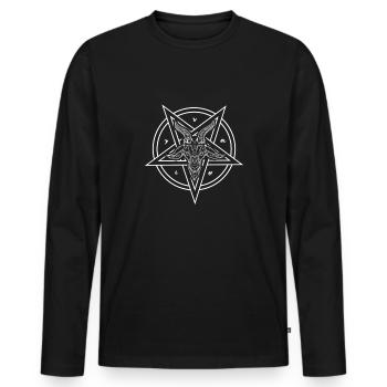 T-shirt Baphomet Pentagram Satan Heath 666 Occulte - T-shirt manches longues Premium bio Homme - noir - Devant - Nico (187cm)