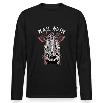 Hail Odin Warrior Valhalla Beard Heide Pride Honor - Men's Premium Organic Long Sleeve Shirt - black - Front - Nico (187cm)