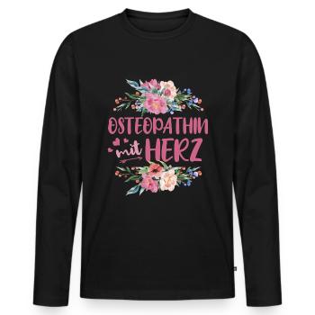 Ostheopathin mit Herz - Männer Premium Bio Langarmshirt - Schwarz - Vorne - Nico (187cm)