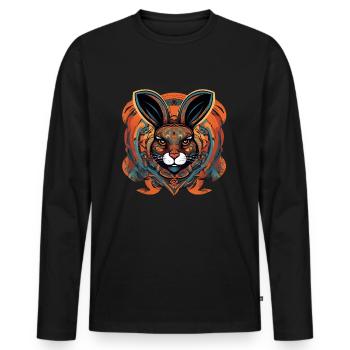 Portrait de lapin - T-shirt manches longues Premium bio Homme - noir - Devant - Nico (187cm)