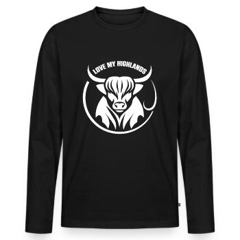 Mon bétail des Highlands que j’aime Highlands - T-shirt manches longues Premium bio Homme - noir - Devant - Nico (187cm)