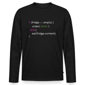 Lustiges Essen und Coding Design - Männer Premium Bio Langarmshirt - Schwarz - Vorne - Nico (187cm)