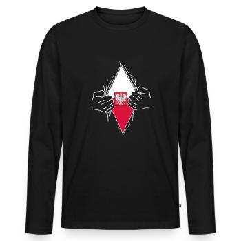 Pologne - Pologne - Nationalité du cadeau - T-shirt manches longues Premium bio Homme - noir - Devant - Nico (187cm)