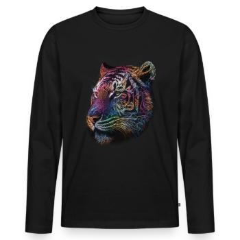 Tiger Big Cat Animals Gift Art Animal Motif - Men's Premium Organic Long Sleeve Shirt - black - Front - Nico (187cm)