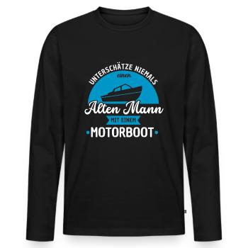 Bootsfahrer Bootfahren Motorboot Sportboot Boot - Männer Premium Bio Langarmshirt - Schwarz - Vorne - Nico (187cm)