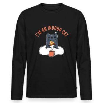 Je suis un solitaire de chat d’intérieur - T-shirt manches longues Premium bio Homme - noir - Devant - Nico (187cm)